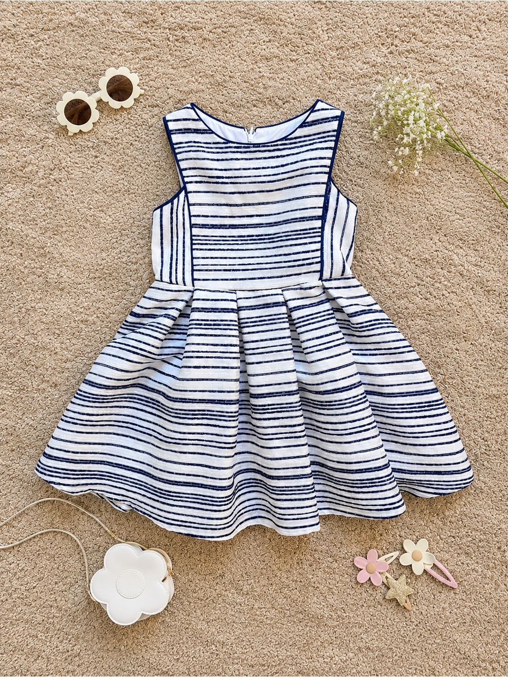 Pippa & Julie Textured Striped Dress – Girls Size 8